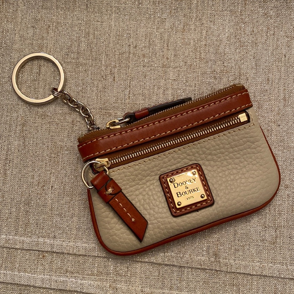 Dooney & Bourke Pebble Grain Key Pouch Coin Case with Zippers and Key Chain